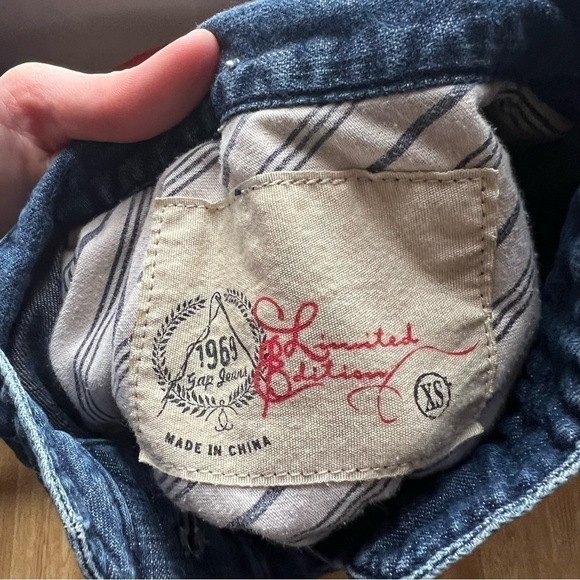 GAP Limited Edition Peter Pan Collar Button Down Cargo Blue Denim Jacket Size XS - Picture 9 of 9